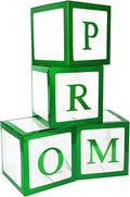 4 Pcs Prom Boxes with Letters 11.8 x 11.8 x 11.8 Inch Clear Balloon Boxes by Trandraft