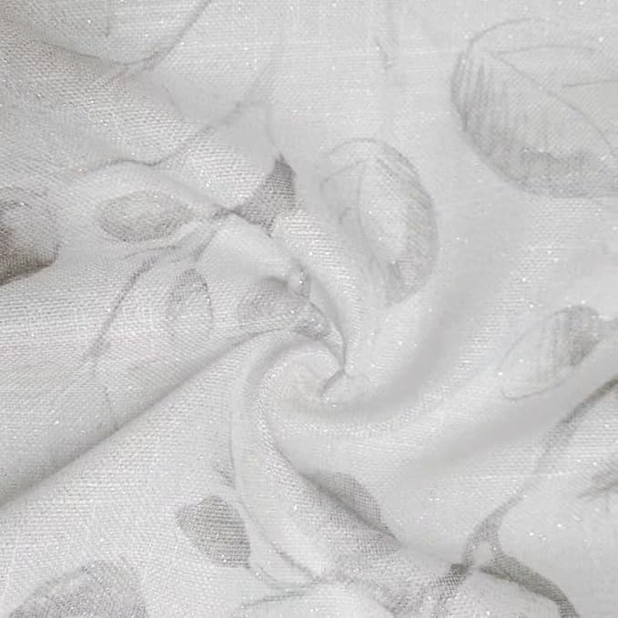 Central Park Leaf Floral Print Metallic Sheer Window Curtain Panel - Image 6