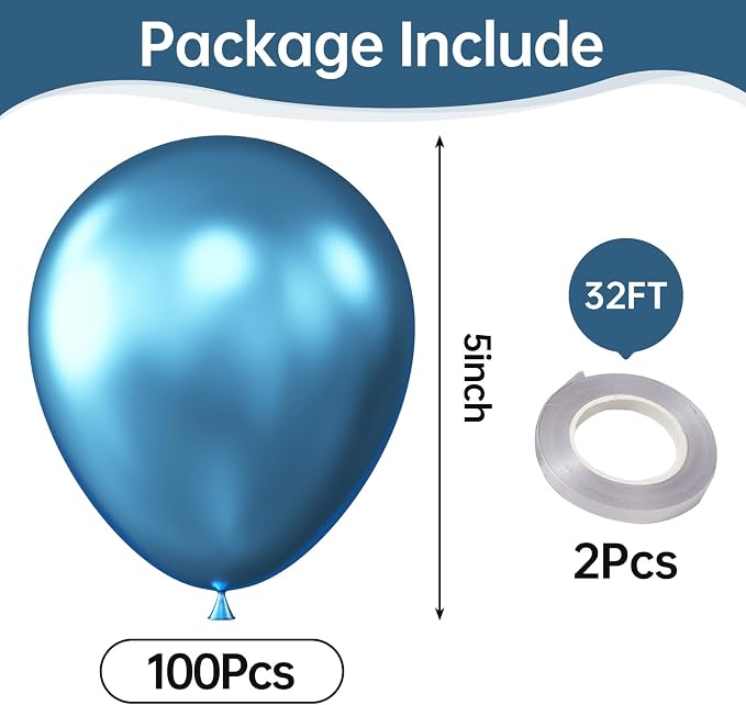 Metallic Blue Balloons, Birthday Decoration, Wedding Party, Baby Shower - Image 2