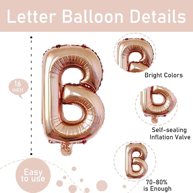 Rose Gold Wedding Balloon Bride Balloons Bridal Shower Letter Balloons - Image 3