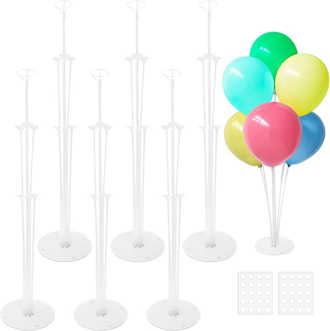 6 Sets Balloon Sticks with Base, Balloon Stand Kits, Balloon Stands with Base by Bvrbaory