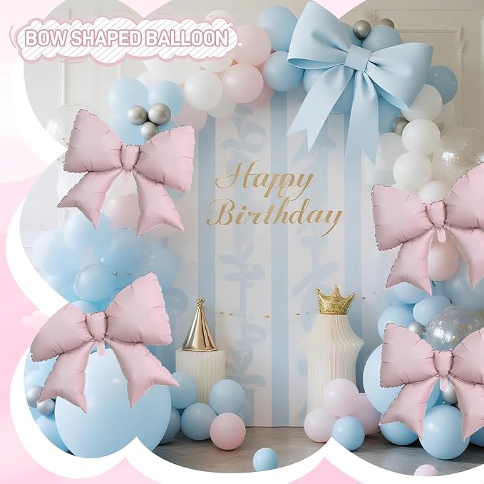 4pcs Jumbo Oversized Ribbon Balloons Coquette Bow Balloons Bow Party Coquette - Image 2