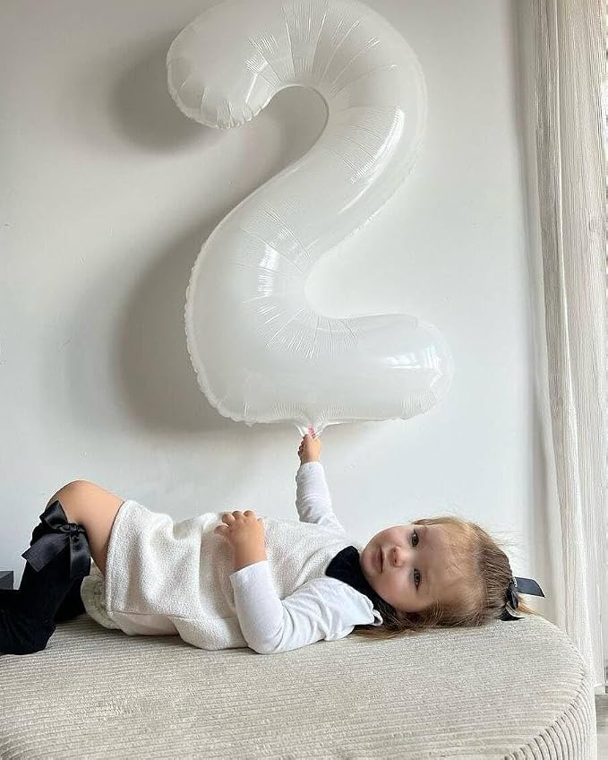 5 Balloon - White Birthday Number Balloons, 40 Inch Decorations Men Women | - Image 9