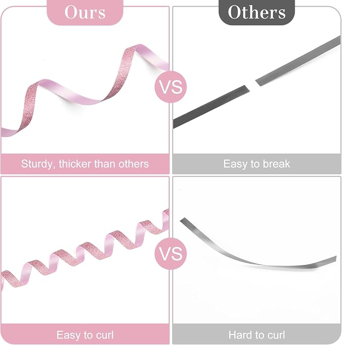 Pink Curling Ribbon, 500 Yards, 1/5 Inch | Glitter, - Image 3
