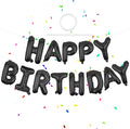 Happy Birthday Balloons Banner Black 16 Inch Mylar Foil Letters by WESTGO