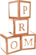 4 Pcs Prom Boxes with Letters 11.8 x 11.8 x 11.8 Inch Clear Balloon Boxes by Trandraft