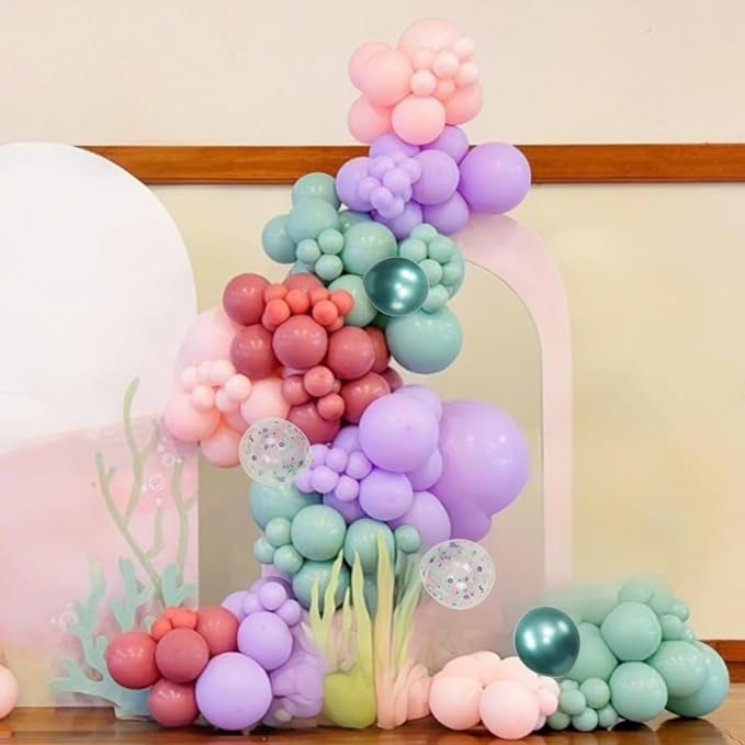 Pink Purple Green Balloons for Mermaid Magic Birthday Party Decorations Under - Image 2