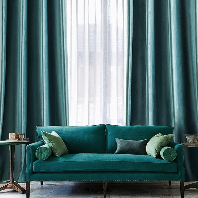 MIULEE Velvet Curtains Teal 52 x 72 Inch Length Set of 2 | Grommet Drapes - Image 6