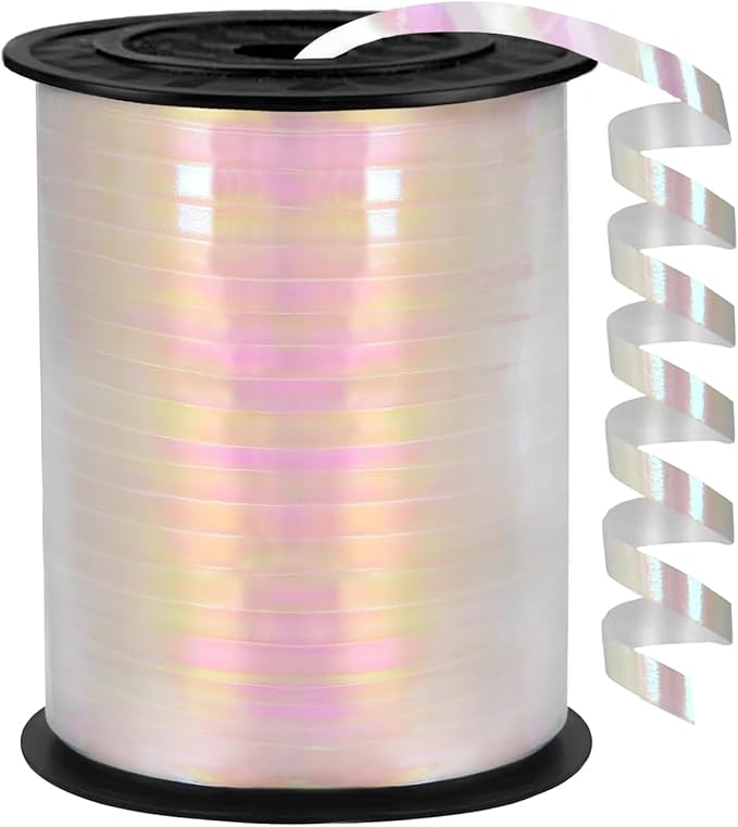 500 Yards Curling Ribbon, 1/5 Inch Rainbow White Wrapping Ribbon, Balloon String by YCDMLJC