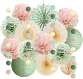 Sage Green and Blush Pink Party Decorations Paper Lanterns Sage Green Cream by FETETIJD