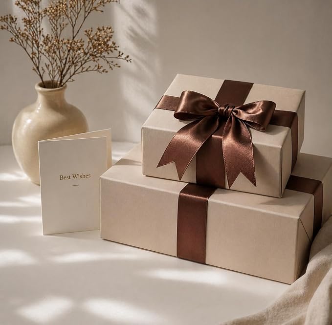 KINGLAKE Brown Satin Ribbon – 1-1/2 Inch x 2 Rolls Brown Ribbon - Image 4