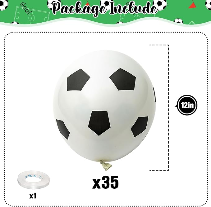 35 Pcs Soccer Ball Balloons, Soccer Party Decorations Supplies - Image 2