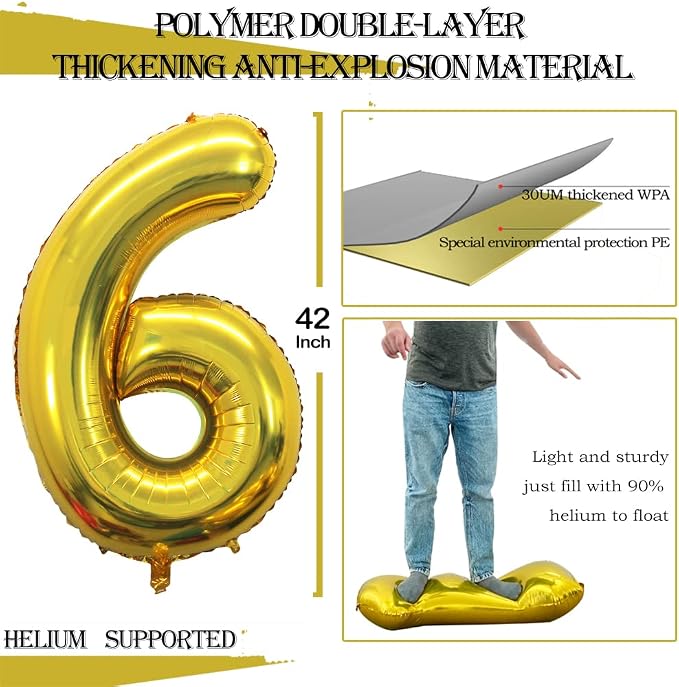 Number 60 Balloons for 60th Birthday Party Decorations, 42 Inch Jumbo Foil - Image 2