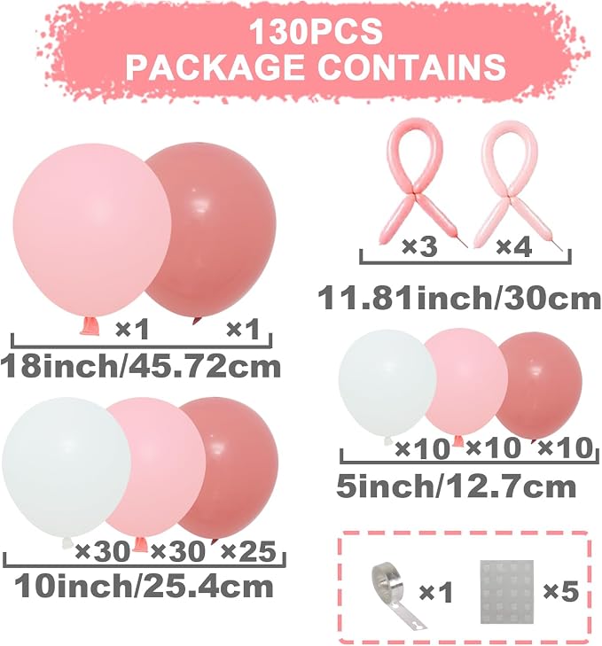 Pink Bow Balloon Arch Kit, Pastel Pink and White Garland Include Light blush - Image 4