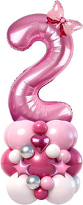 40 Inch Pink Number 2 Balloon Tower Set, Pastel Number Two Foil Balloon by Unknown