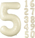 40 inch Cream White Number Balloon Giant Foil Helium Balloons Beige Number 5 by Yeodong