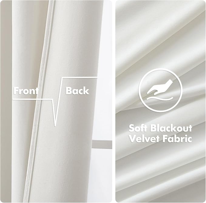 MIULEE Velvet Curtains Pure White 52 x 84 Inch Length Set of 2 | Grommet Drapes - Image 3