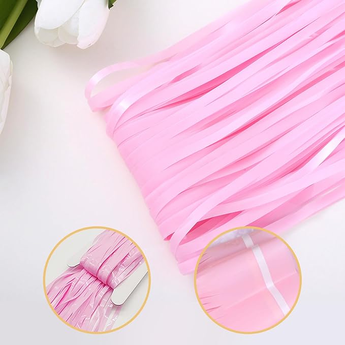 5 Pack Pink Foil Curtain Backdrop 3.2ft x 8.2ft Tinsel Foil Fringe Curtains - Image 4