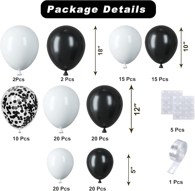 Black White Balloons Arch Kit - Image 2