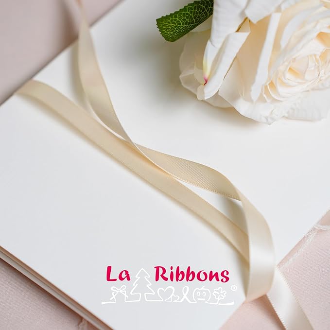 LaRibbons Nude Satin Ribbon 1 Inch 25 Yards Double Faced Silk Ribbon for Flower Bouquet Crafts Gift Wrapping Wedding Party Decoration