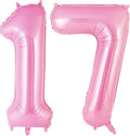 Pink Number 17 Balloons, Big Large Foil Number Balloons, Jumbo Giant Mylar by AIQINHU
