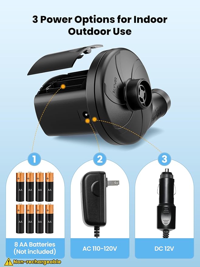 Dr.meter 3 Ways Powered Air Mattress Pump Electric Air Pump - Image 3