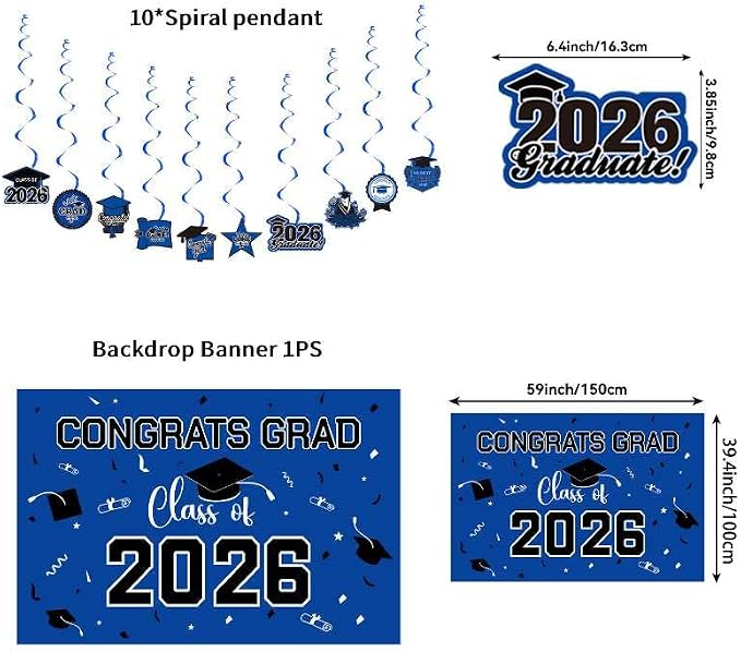 Graduation Decorations 2026 Blue Themed Set - Image 6