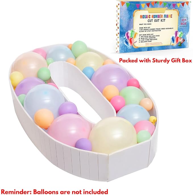 Mosaic Balloons Frame Numbers 0 Pre-Cut Large Foam Board Sign Cut-out - Image 3