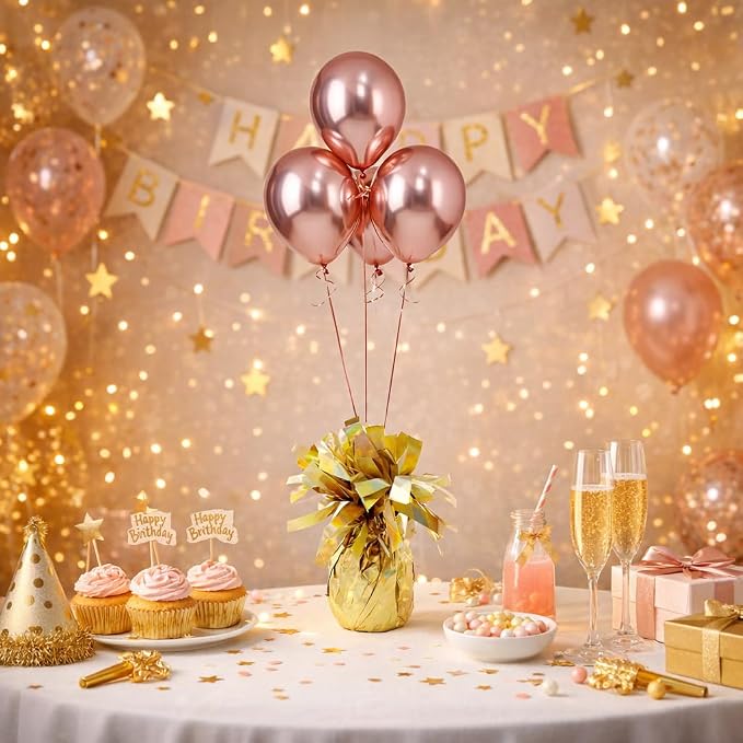 Metallic Gold Balloon Weights, 12 Pack | Metallic gold PET film; helium balloon - Image 6