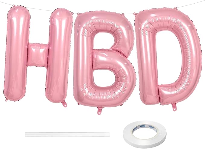 Pink HBD Balloons, HBD Foil Letter Balloon by BBPOOL
