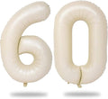 60th Birthday Balloons Cream for Women, 40 Inch Giant Beige Foil 60 Balloon by Lingqiang
