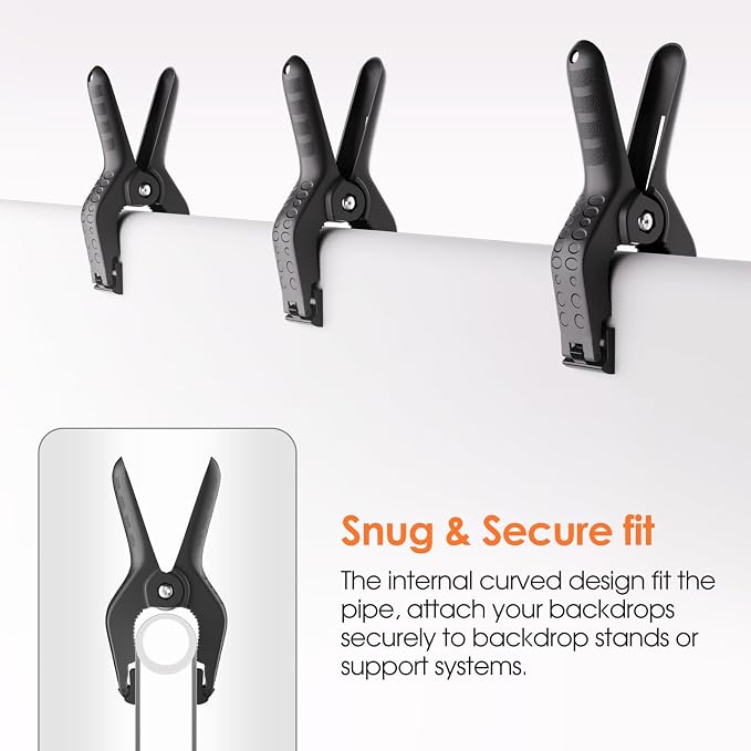 Spring Clamps Heavy Duty, 6in Plastic Backdrop Clips, 6 Pack Black | Strong - Image 5