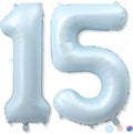 15th Birthday Balloons for Boys, Pastel Sky Blue Large Helium Mylar 15 Balloon by Froova