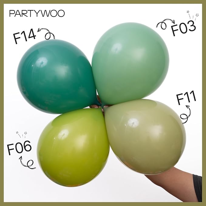 PartyWoo Sage Green Balloons 50pcs Olive Eucalyptus Dusty Green Boho Color | 12 - Image 4