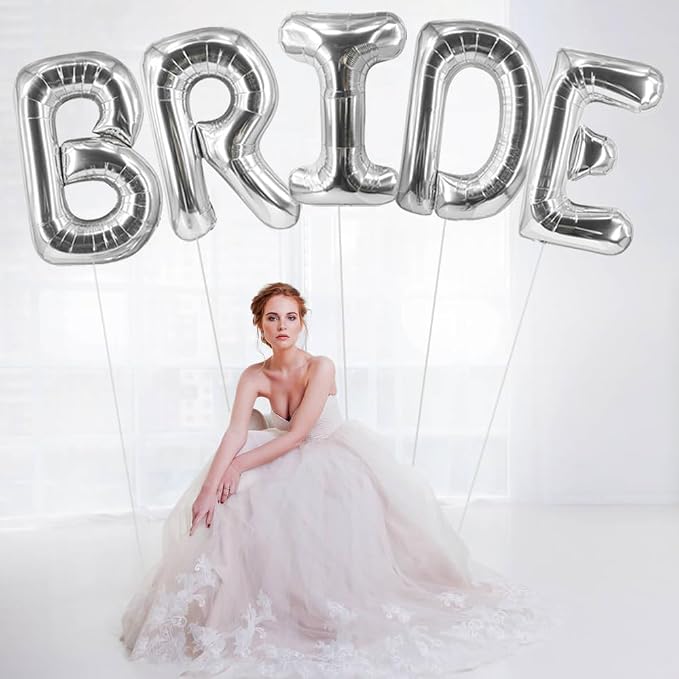 40 Inch Bride Balloons Silver Bridal Shower Balloon Bachelorette Balloons - Image 5