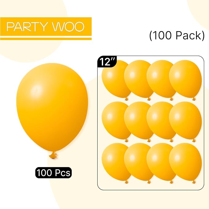 PartyWoo Yellow Mustard Yellow fall Latex Helium Balloons 100pcs | 12 Inch - Image 7