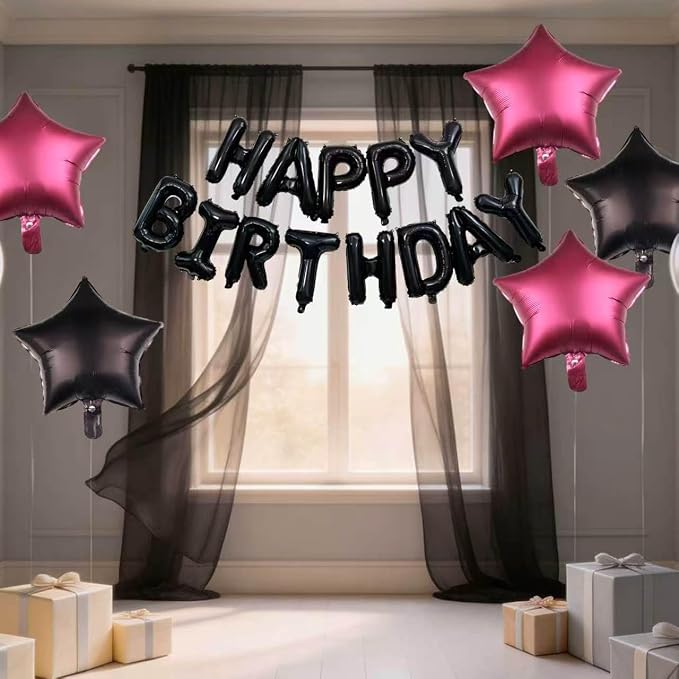 16 Inch Black Birthday Wish Letter Balloon Banner Set Paired - Image 4