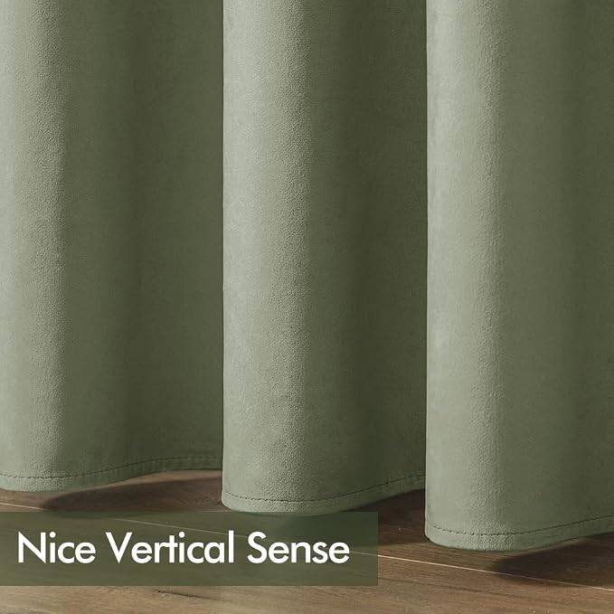 MIULEE Velvet Curtains Sage Green 52 x 108 Inch Length Set of 2 | Extra Long - Image 6
