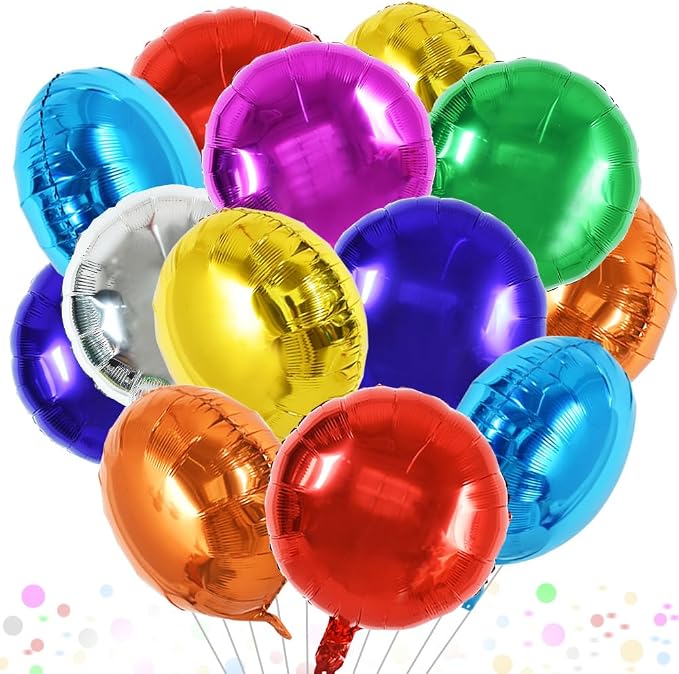 TONIFUL 30Pcs 18 Inch Large Colorful Round Shape Foil Balloons Big Colorful by TONIFUL