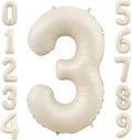 Cream 3 Balloon Number 40 Inch Cream White Number 3 Balloon Helium Mylar 3 by BBPOOL