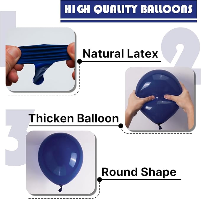 PartyWoo Navy Blue Balloons 50pcs Dark Blue Latex Helium Balloons 12 Inch | - Image 8