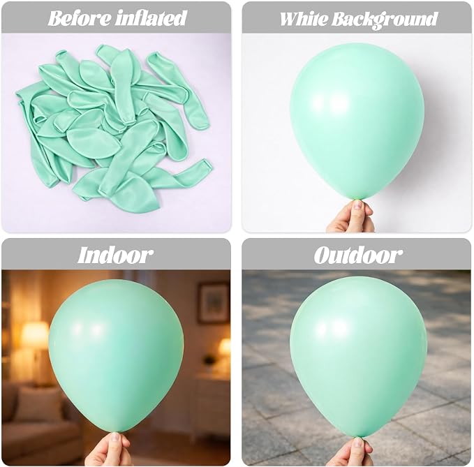 Voircoloria 105pcs Mint Green Party Latex Balloons, 12inch | - Image 3
