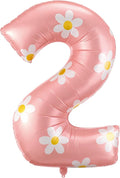 Jenaai 40 Inches Daisy Number Balloon Pink Inflating Foil Balloons Boho by Jenaai