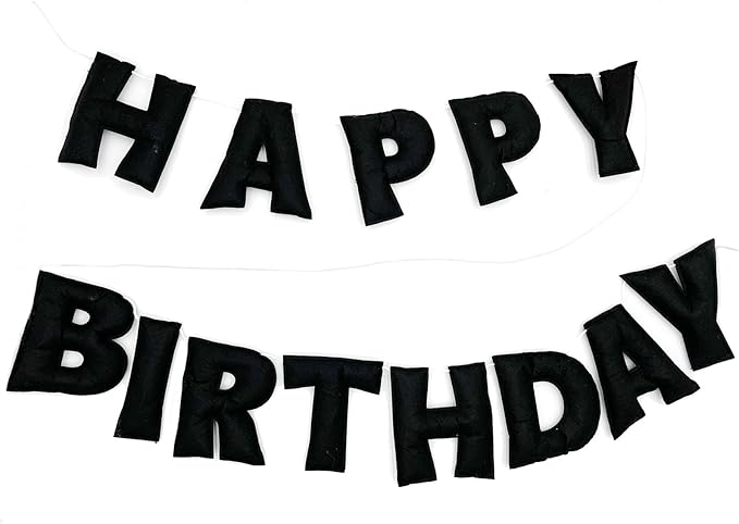 Pre-Strung Reusable 3D Black Happy Birthday Banner Men Birthday Decorations | by Unknown