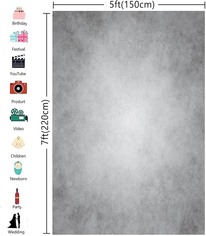 5x7ft Gray Abstract Photography Backdrops Grey Portrait Photo Studio Prop - Image 3