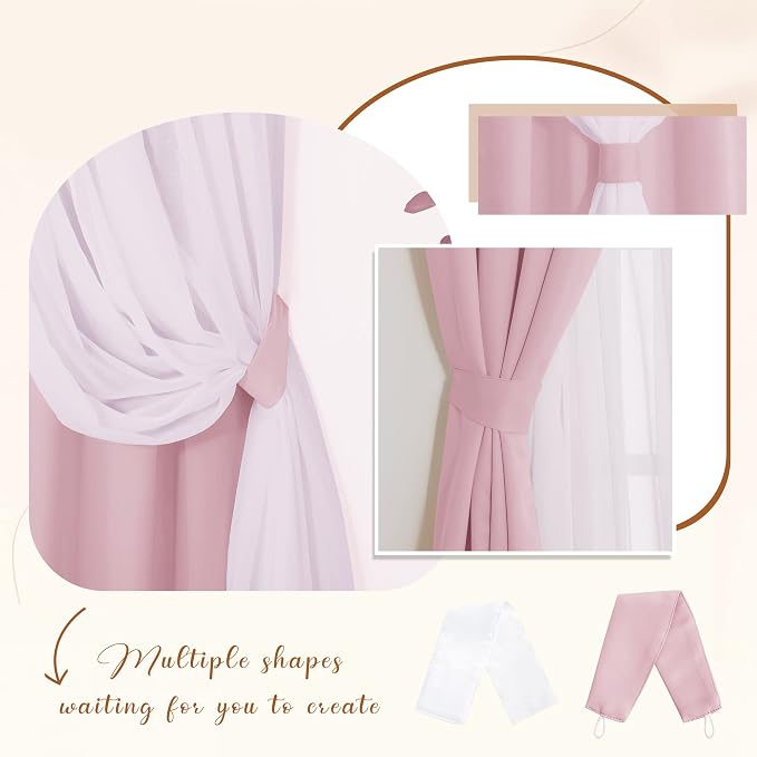 PONY DANCE Short Pink Curtains, 52 W x 63 L, Light Pink - Image 4