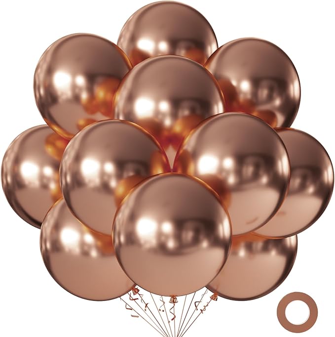 10pcs 18 inch Metallic Copper Balloons, Thick Latex Chrome Helium Balloons by KALOR