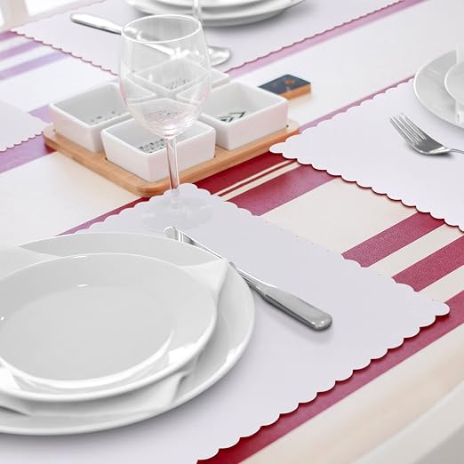 500 Pcs White White Disposable Paper Placemats Bulk Scalloped Edge 14.6 x 10.2 - Image 7