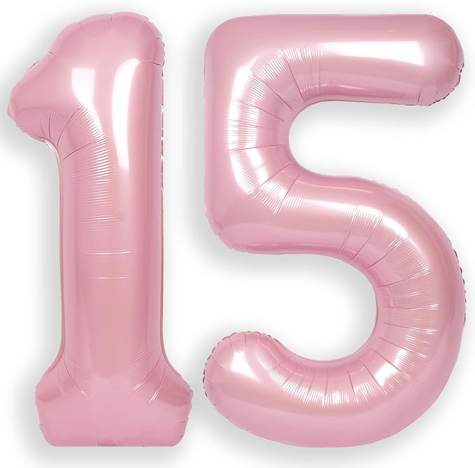 RainbowQ Pink 15 Balloon Number 40 Inch 0-40 Foil Large Balloons | Big Mylar 15 by RainbowQParty