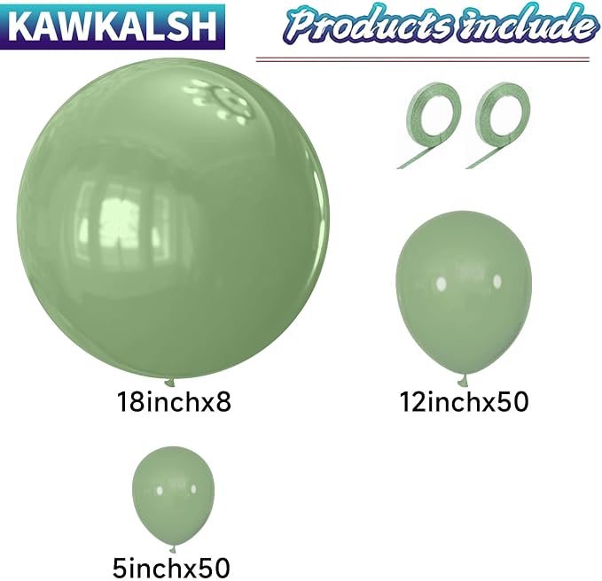 Sage Green Balloon Arch Kit 111Pcs 18 12 5 Inch Latex Party Balloons Garland - Image 2
